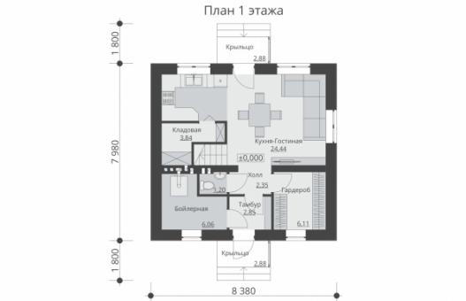 Проект одноэтажного жилого дома с мансардой